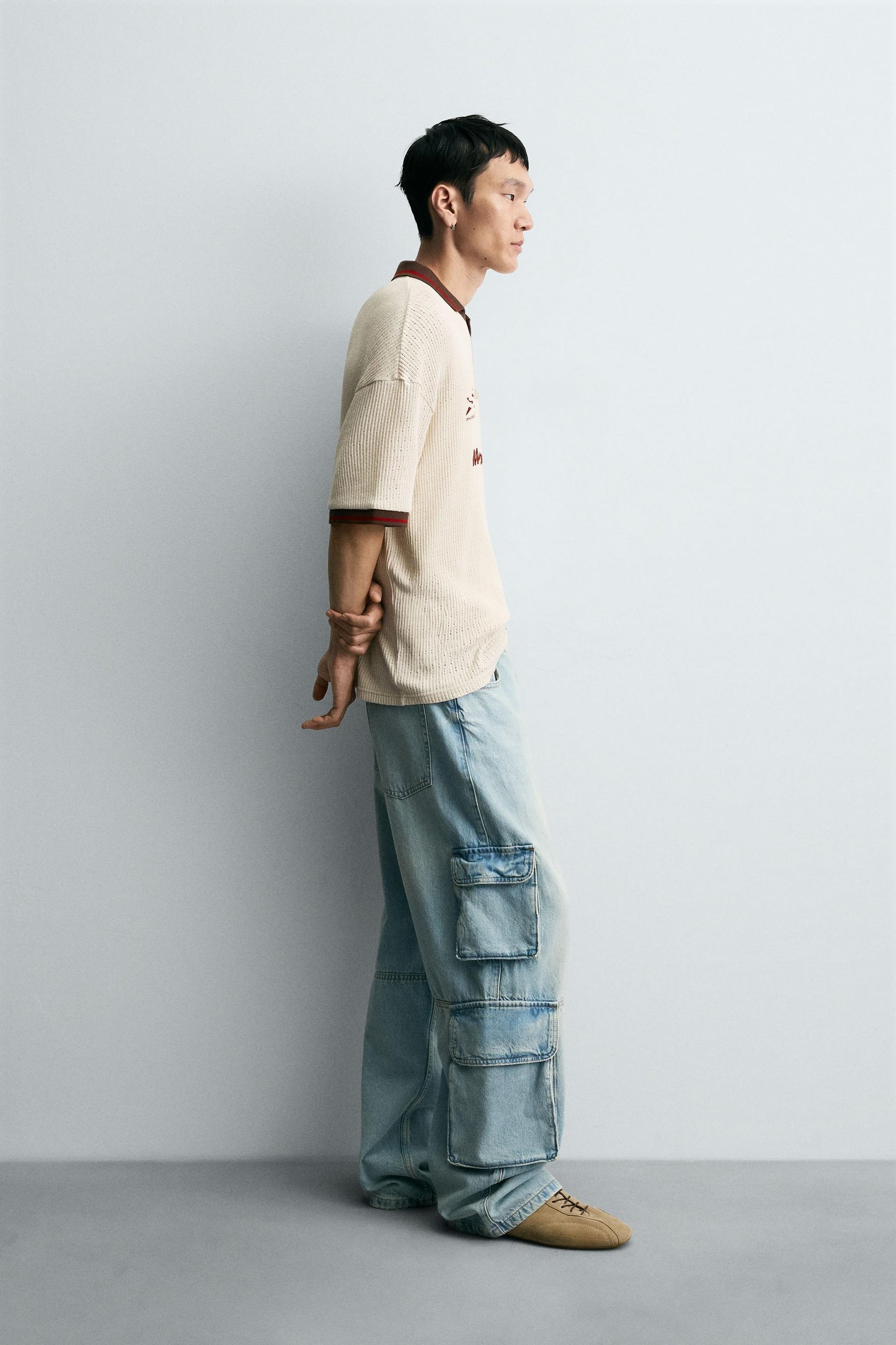 RETRO FOOTBALL TEXTURED POLO SHIRT - Image 4