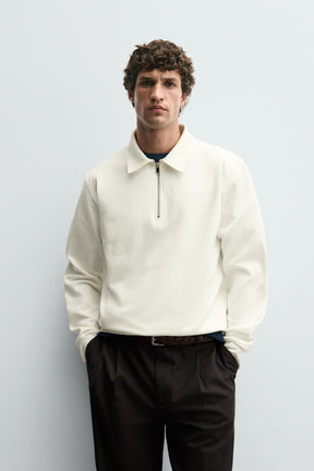 INTERLOCK POLO SWEATSHIRT WITH ZIP - Image 2