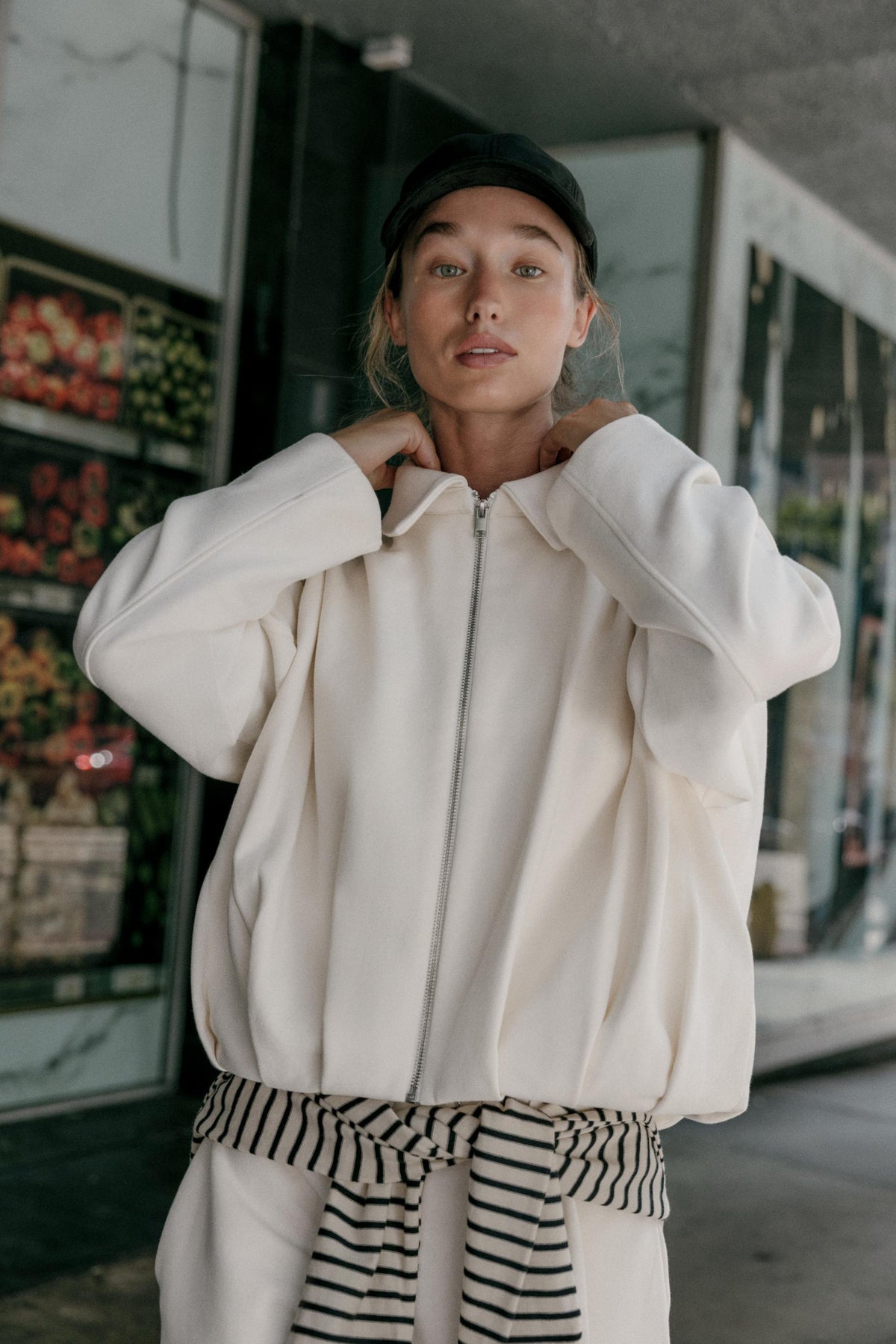 PLEATED FLEECE BOMBER JACKET - Image 2