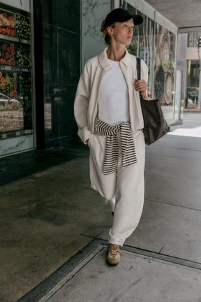 PLEATED FLEECE BOMBER JACKET - Image 1