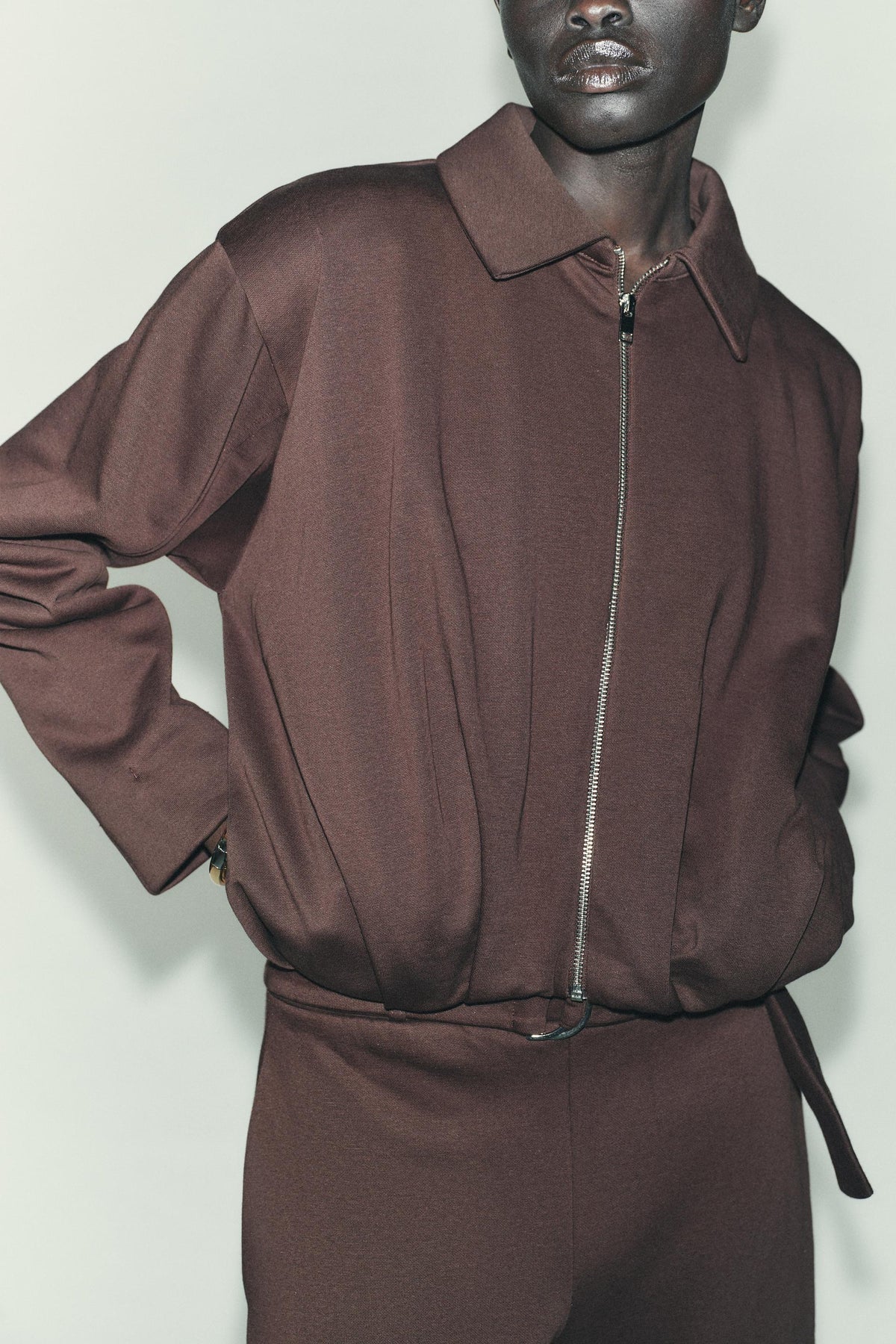 PLEATED FLEECE BOMBER