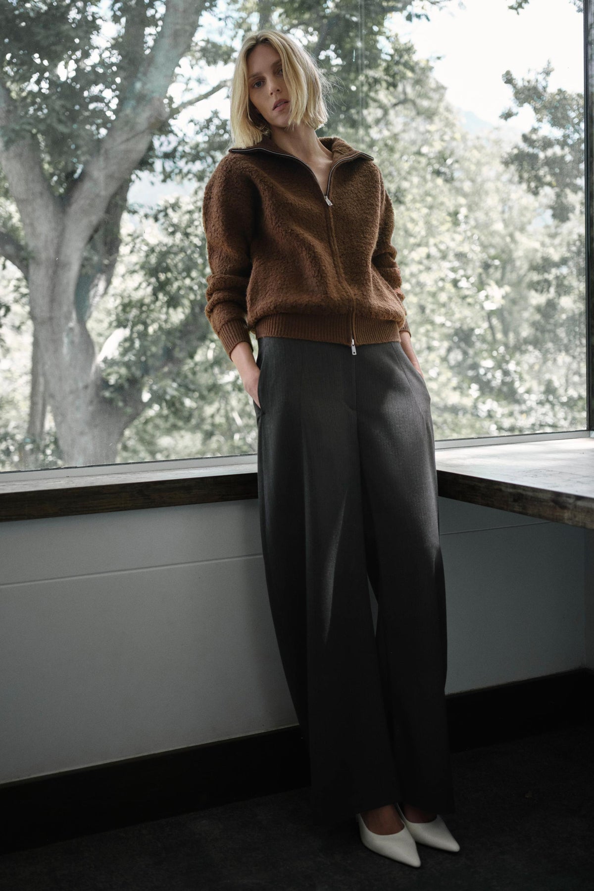 Bouclé Wool Bomber Jacket