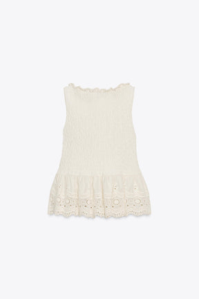 COMBINATION KNIT ROMANTIC TOP - Image 1