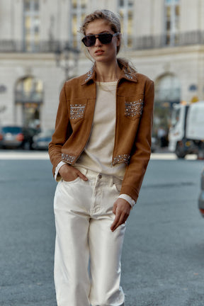 FAUX SUEDE STUDDED JACKET - Image 2