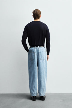 WIDE-LEG PLEATED DENIM CHINO TROUSERS - Image 3