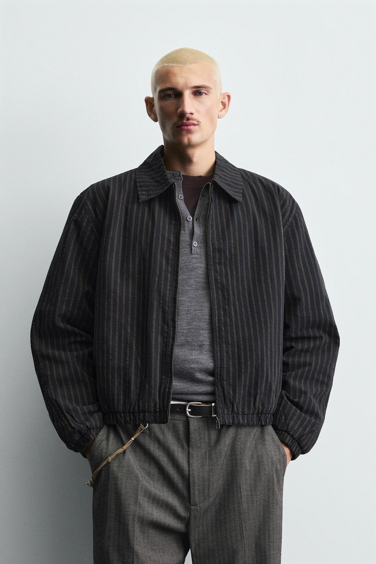 STRIPED CROPPED FIT JACKET - Image 2