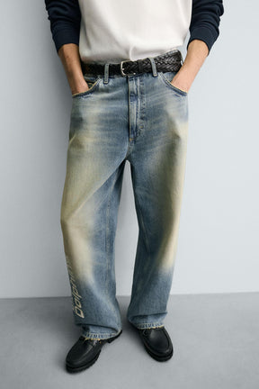 RELAXED FIT EMBROIDERED NFL MIAMI DOLPHINS JEANS - Image 5