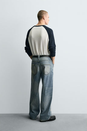 RELAXED FIT EMBROIDERED NFL MIAMI DOLPHINS JEANS - Image 3