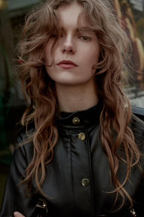 FAUX LEATHER JACKET WITH BELT - Image 2