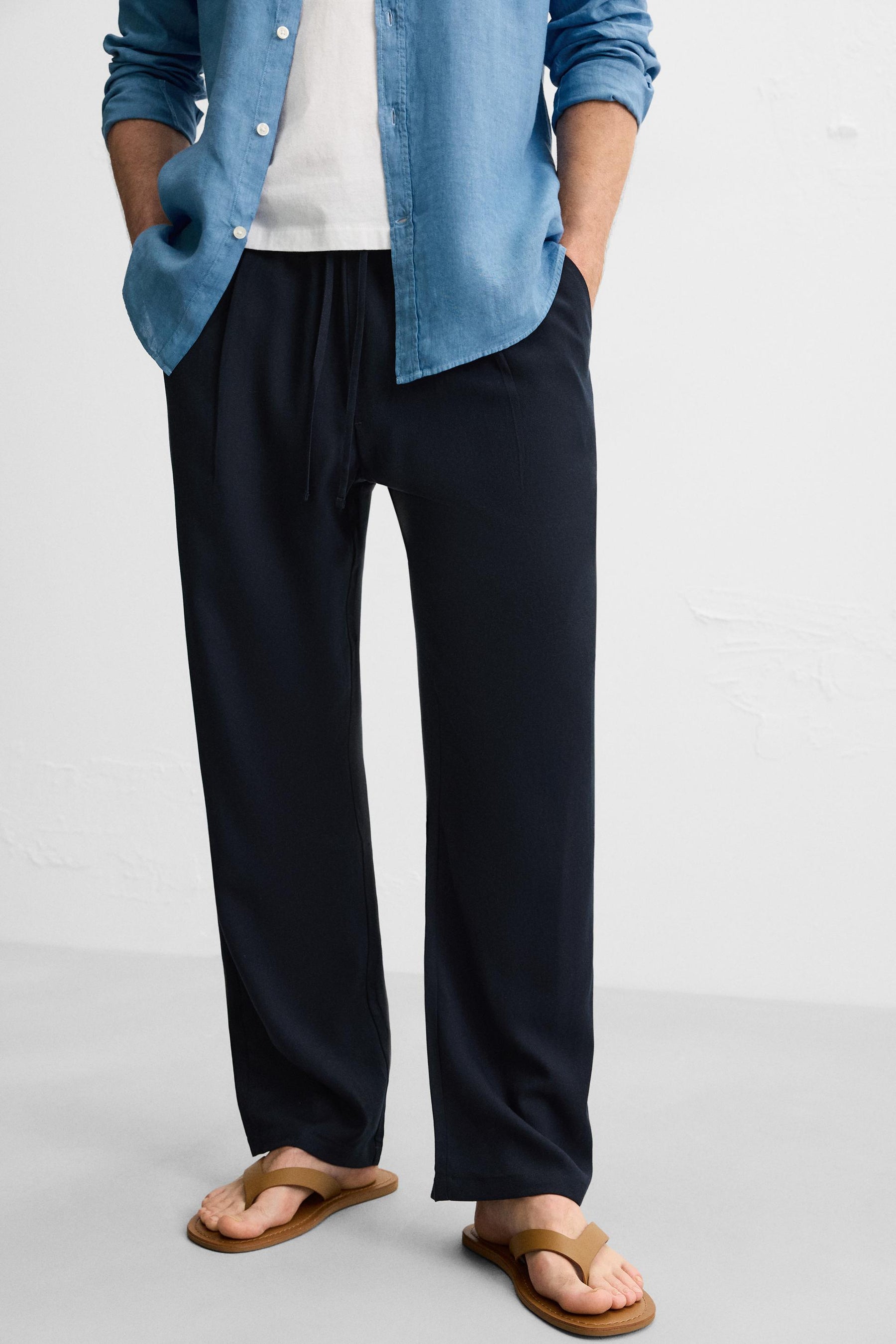 RELAXED FIT LYOCELL TROUSERS - Image 5