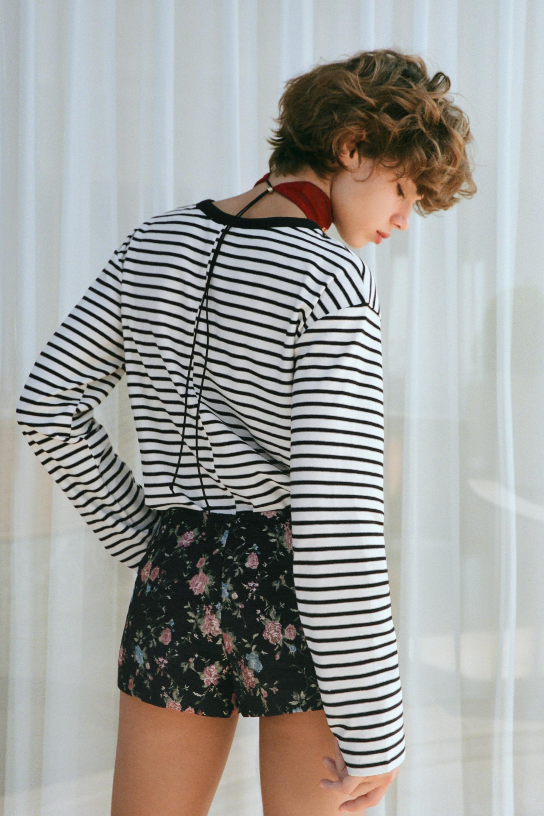 FLORAL JACQUARD MINI SHORTS