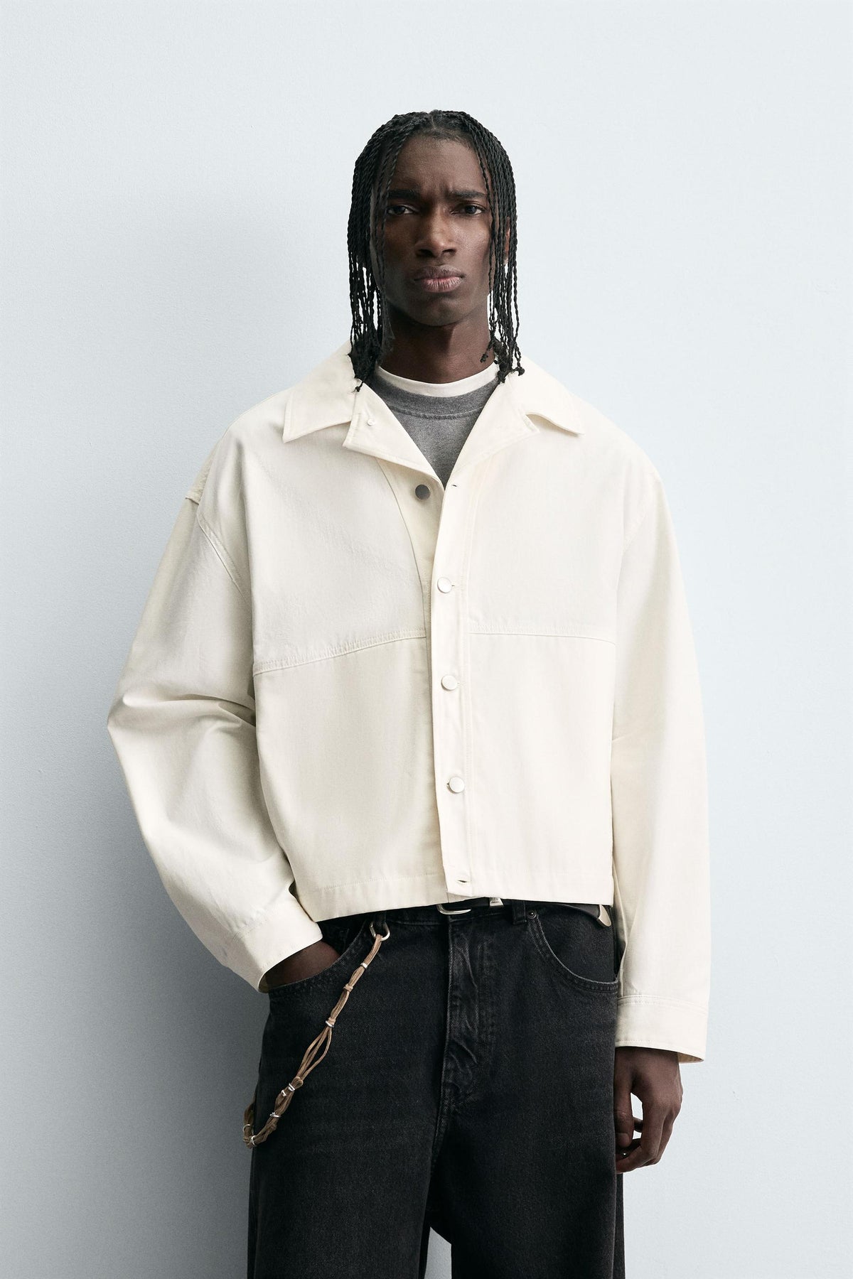 TEXTURED CROPPED FIT OVERSHIRT - Image 2