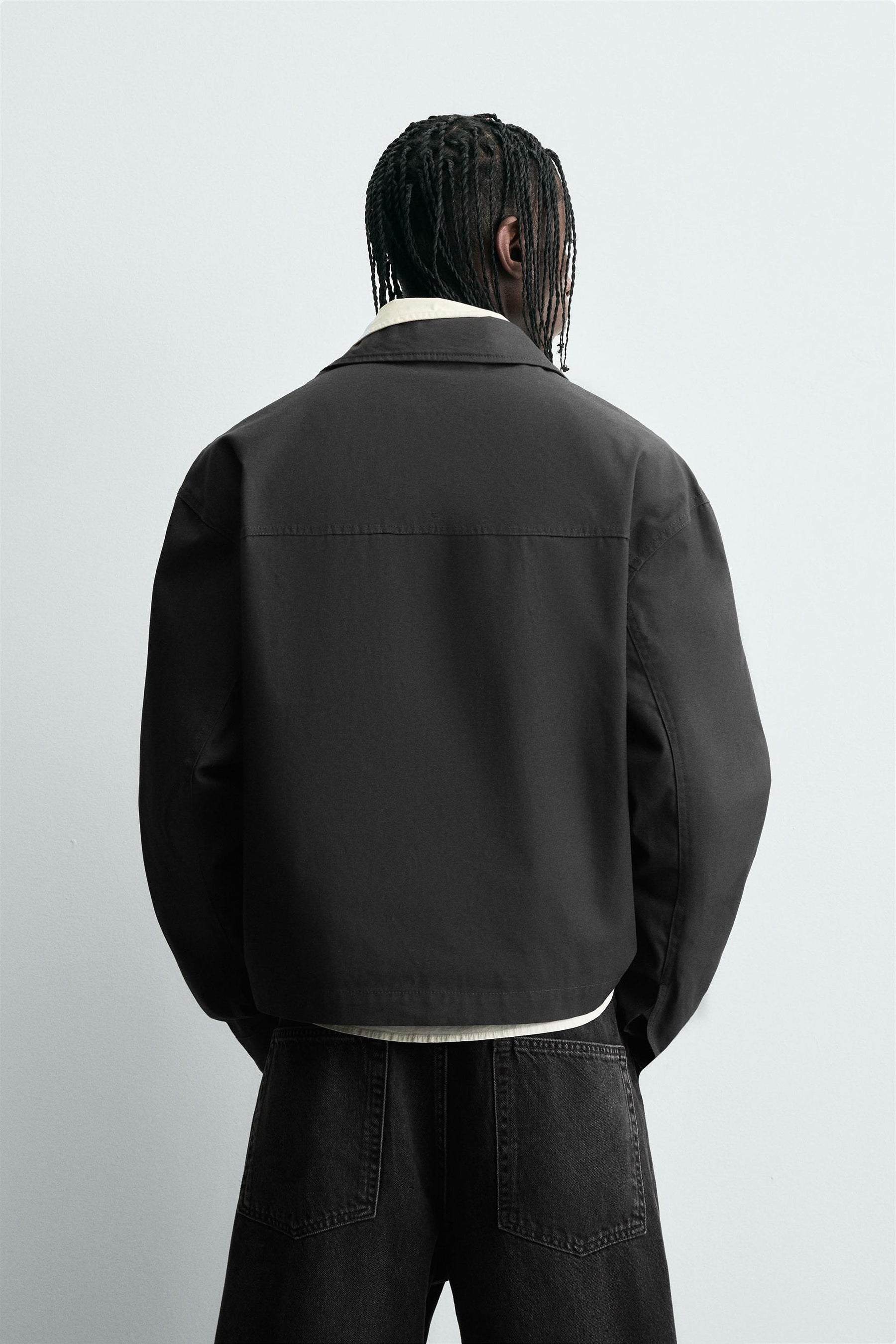 TEXTURED CROPPED FIT OVERSHIRT - Image 3