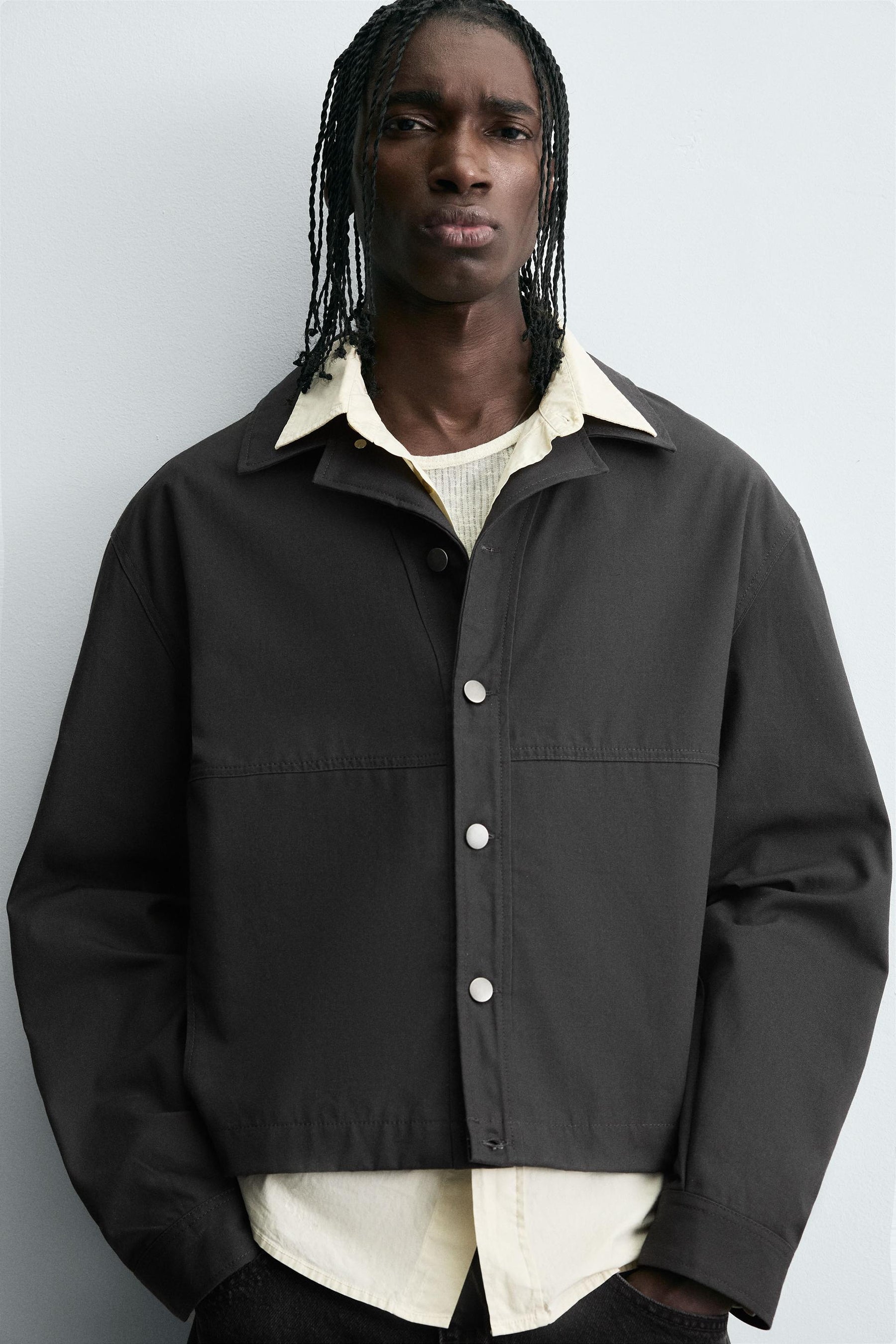 TEXTURED CROPPED FIT OVERSHIRT - Image 6