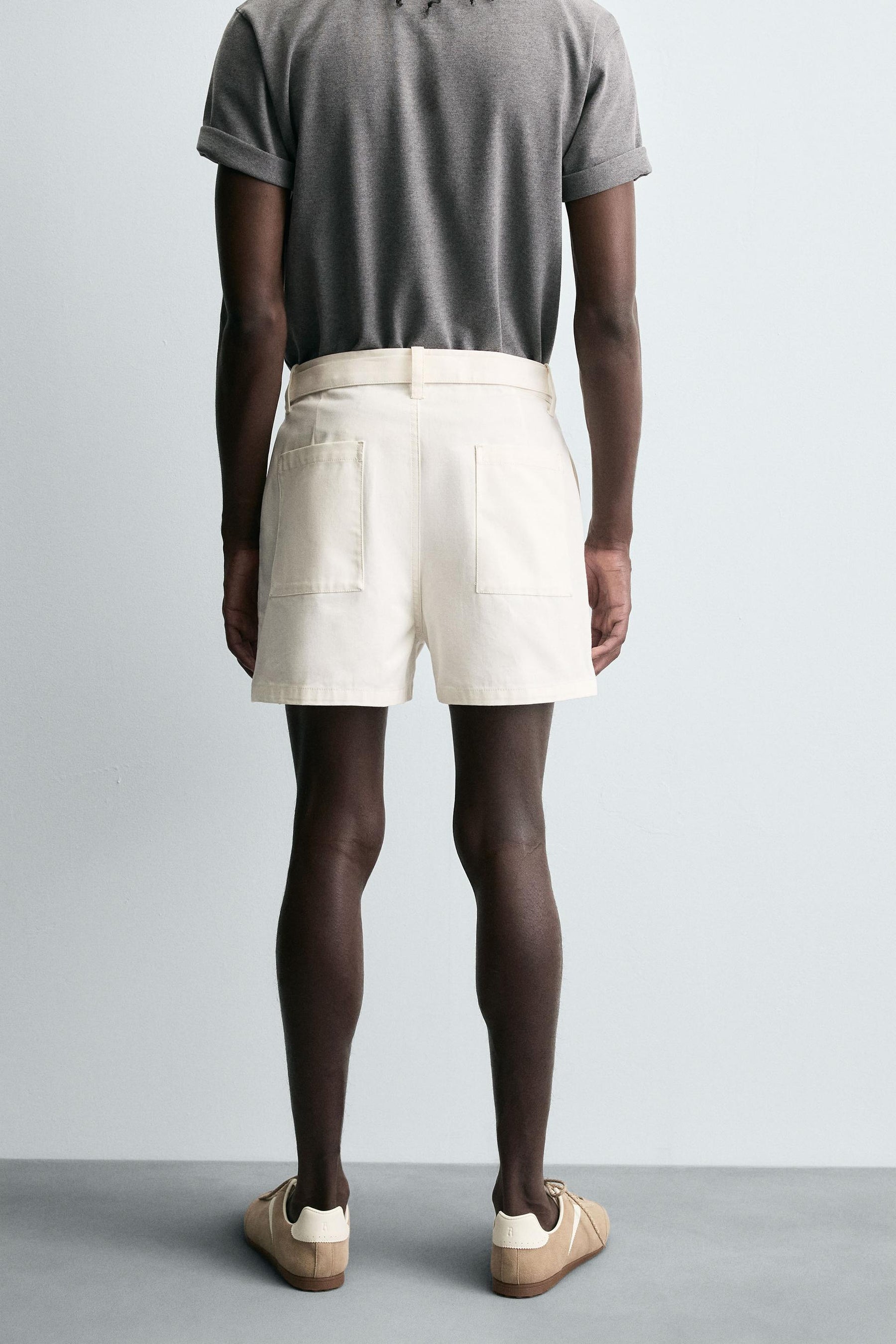 TEXTURED SHORTS WITH BELT - Image 3