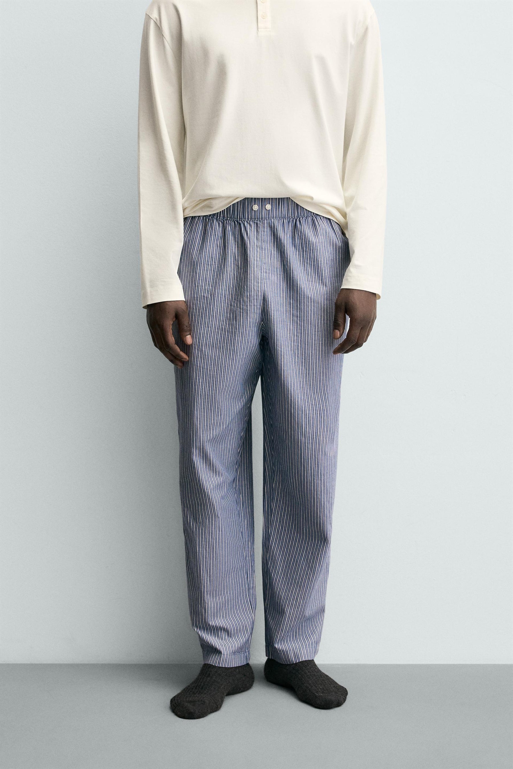 STRIPED COMBINED HENLEY PYJAMA SET - Image 4