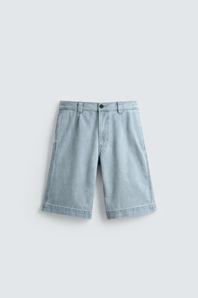 PLEATED RELAXED FIT DENIM BERMUDA SHORTS - Image 7