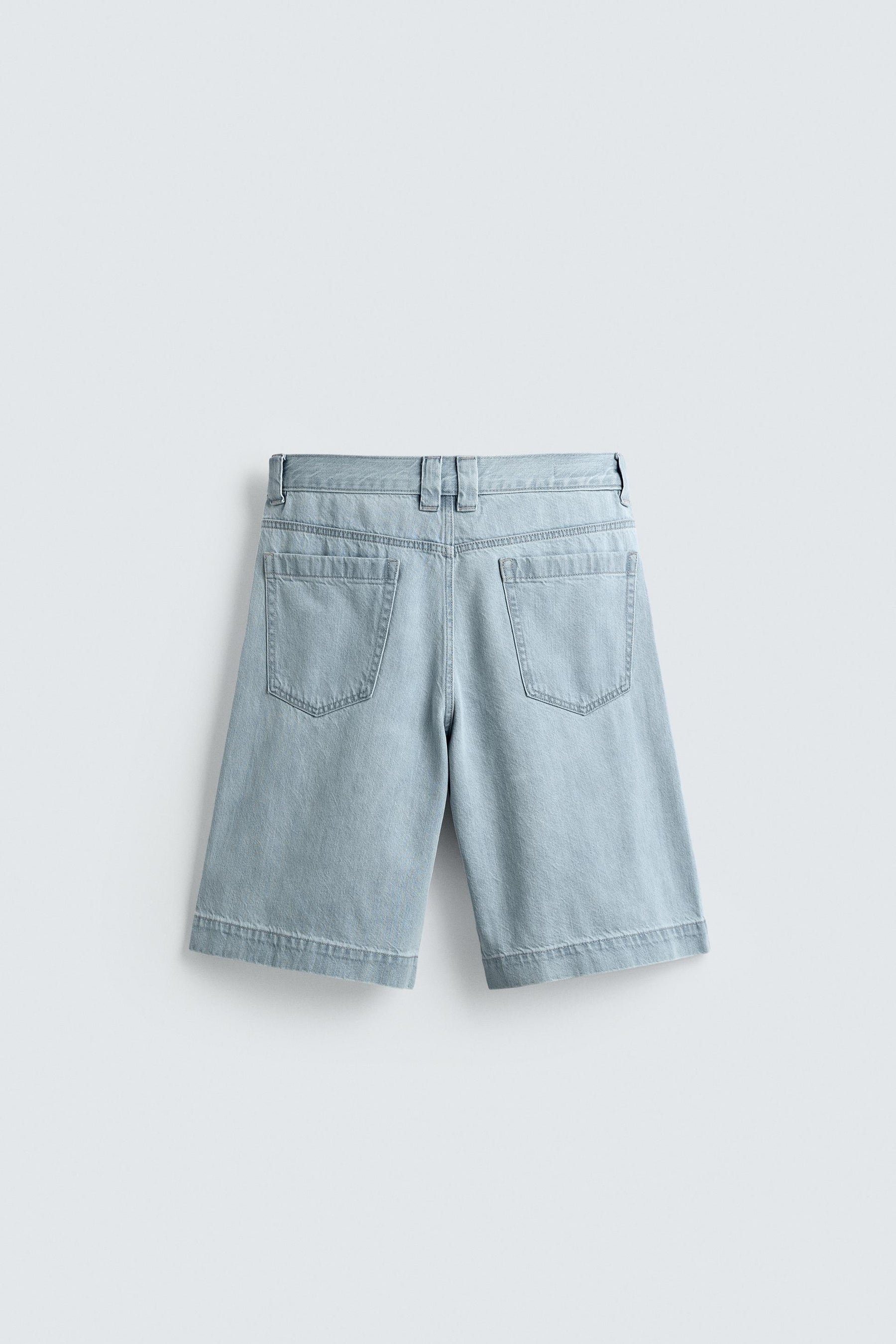 PLEATED RELAXED FIT DENIM BERMUDA SHORTS - Image 8