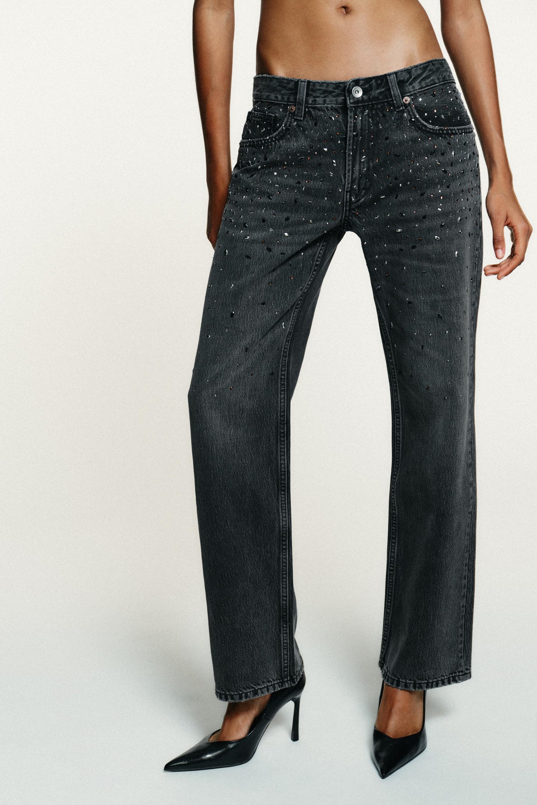 Rhinestone Straight Jeans
