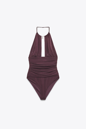 HALTERNECK DRAPED BODYSUIT