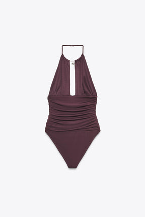 HALTERNECK DRAPED BODYSUIT