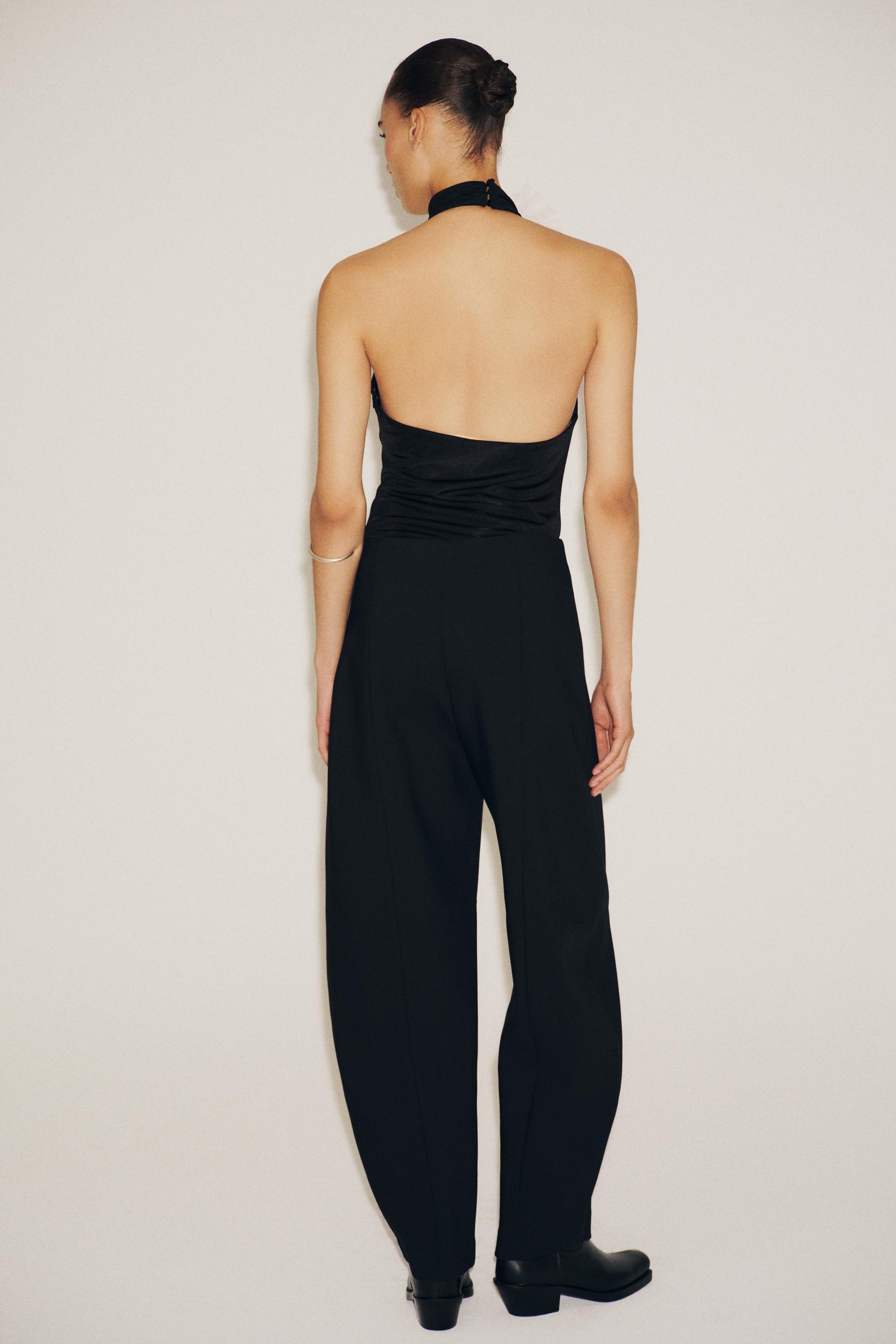 Floral appliqué halter bodysuit