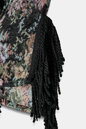 FLORAL JACQUARD FRINGED KIMONO - Image 5