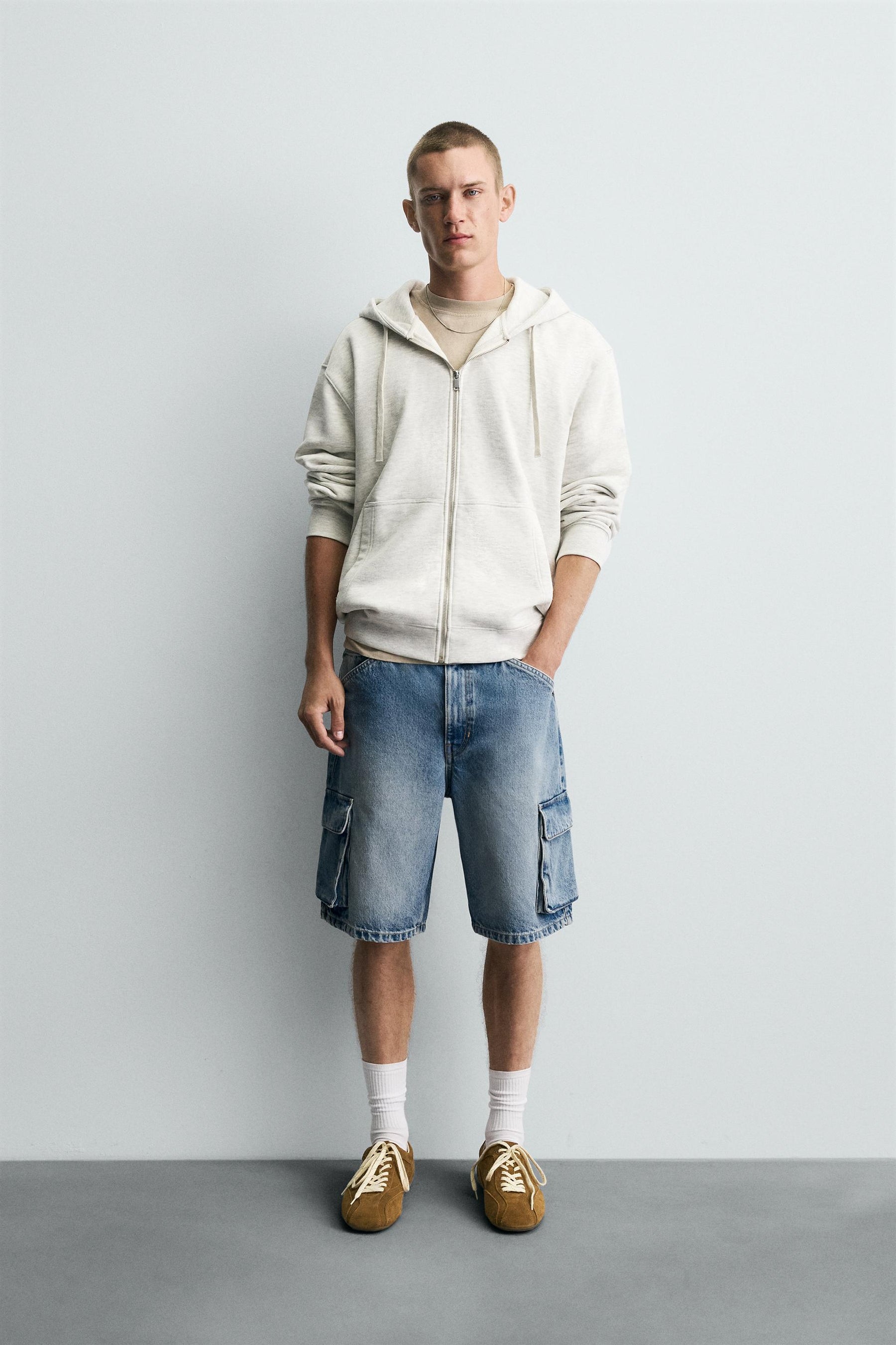 DENIM CARGO BERMUDA SHORTS - Image 1