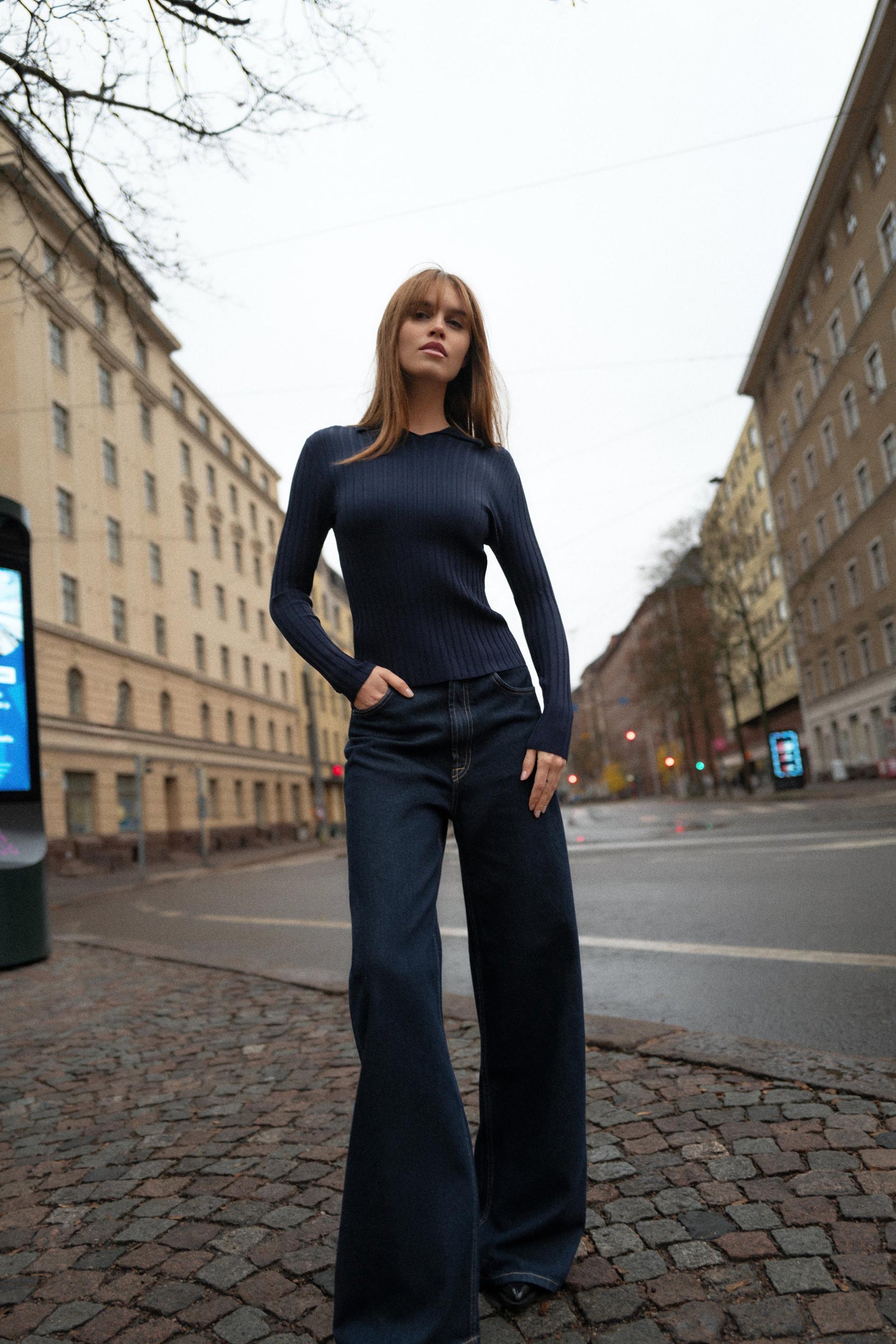 RIBBED KNIT POLO SHIRT - Image 1