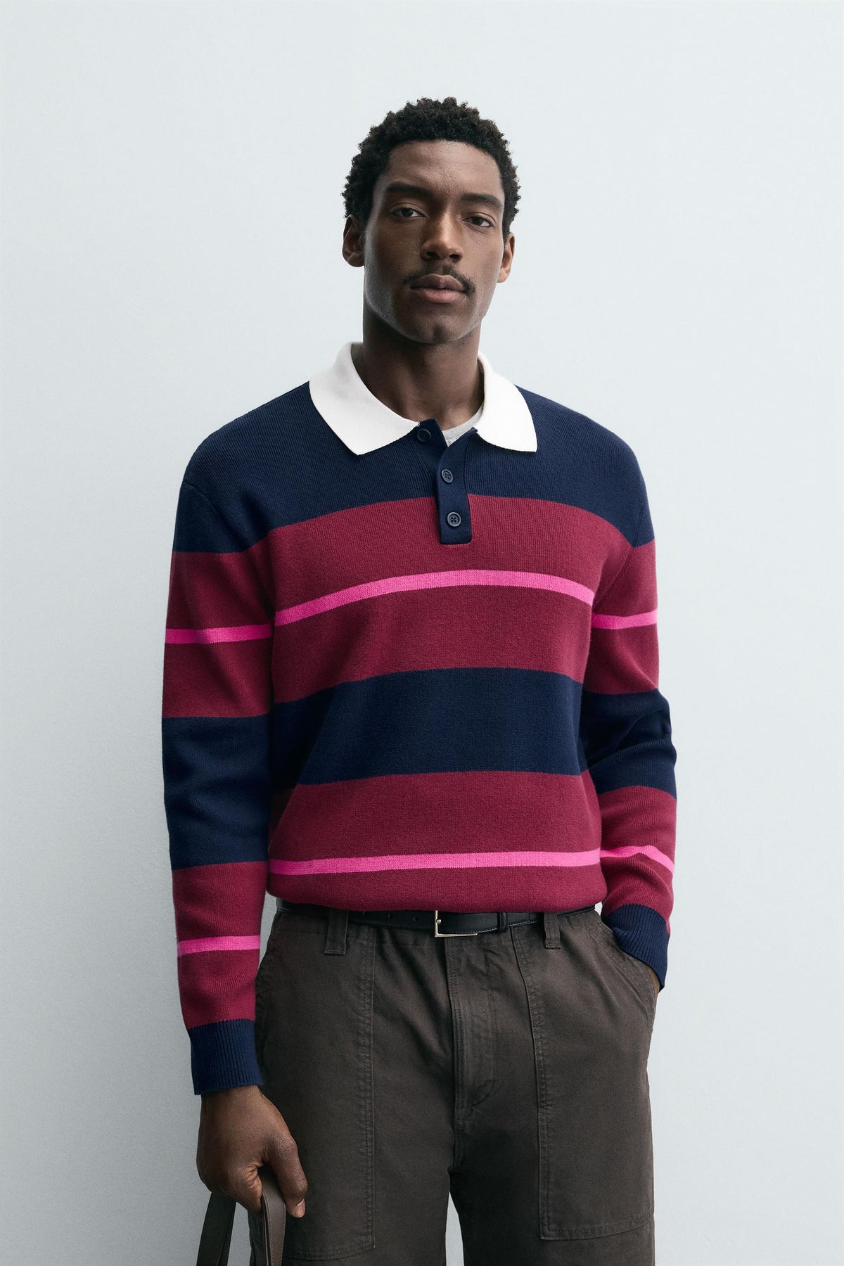 STRIPED KNITTED POLO SHIRT - Image 2