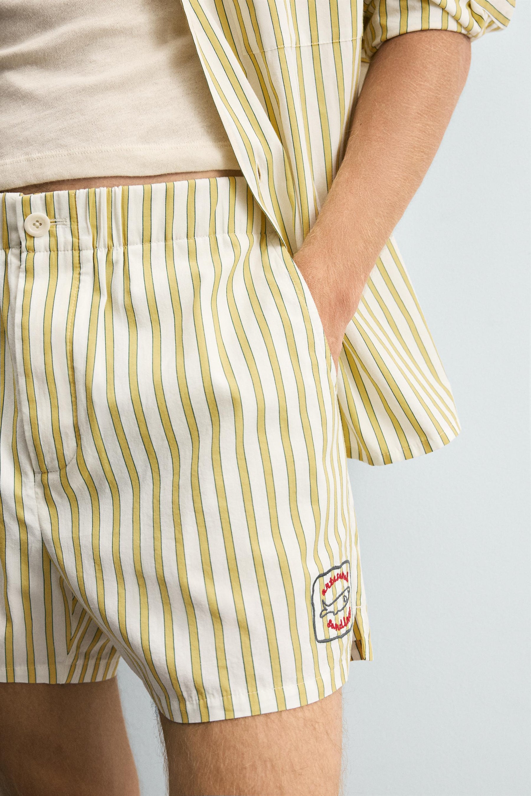 EMBROIDERED STRIPED SHORTS - Image 6