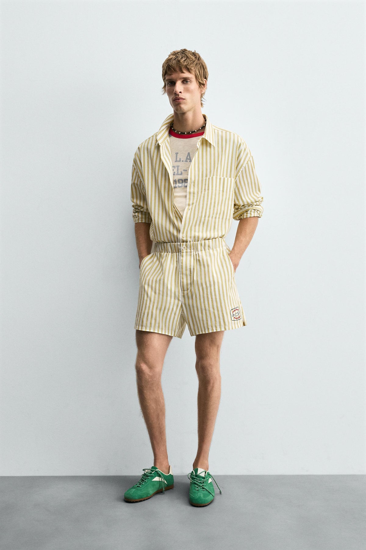 EMBROIDERED STRIPED SHORTS - Image 1