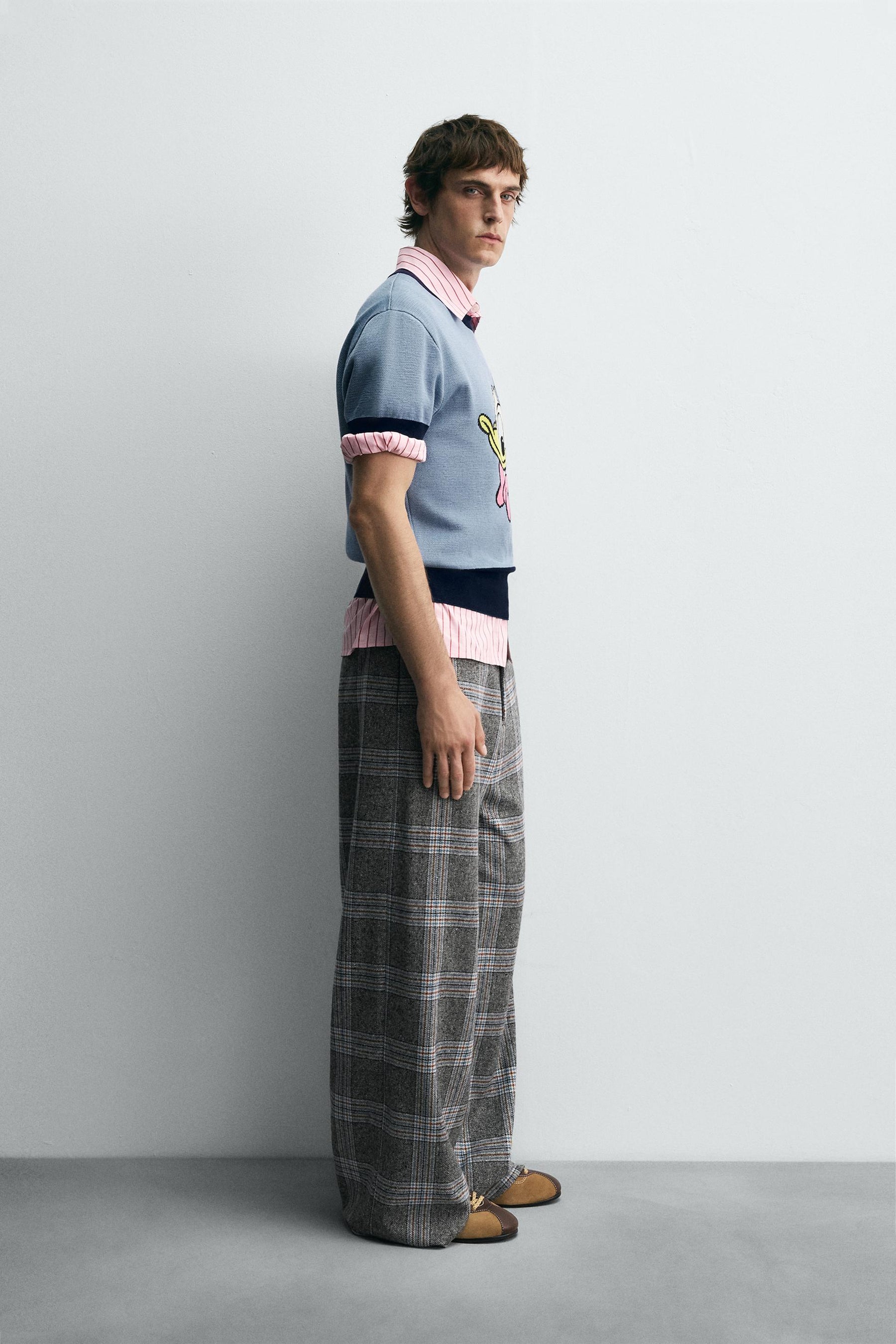 WIDE-LEG CHECK TROUSERS HARRY LAMBERT FOR X DISNEY - Image 4