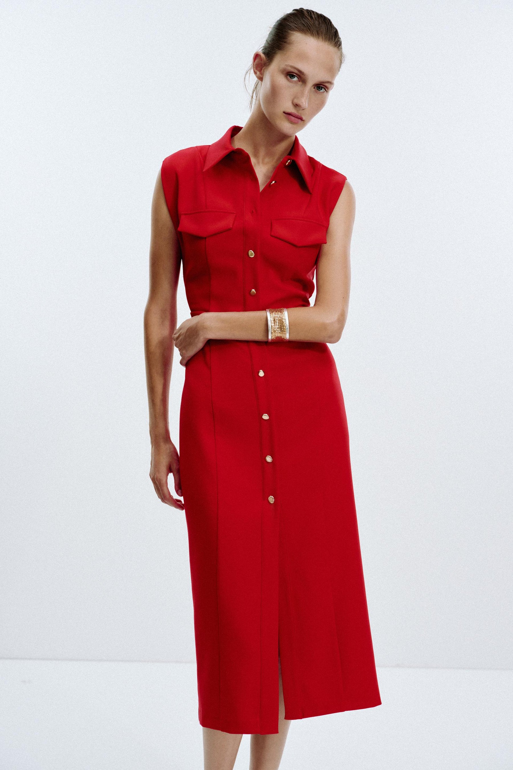 CREPE MIDI FITTED DRESS - Image 2