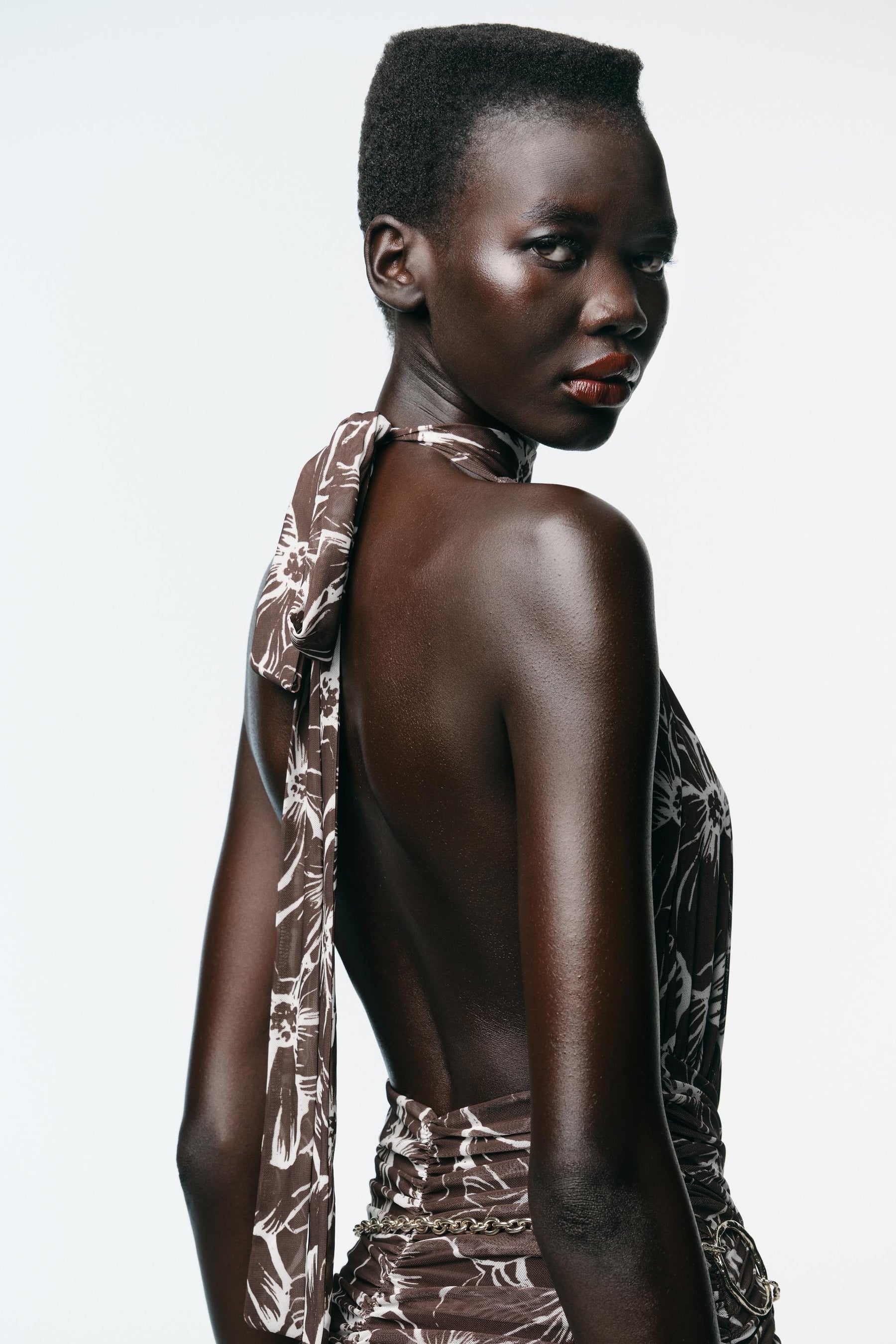 HALTER PRINTED TULLE MAXI DRESS - Image 6