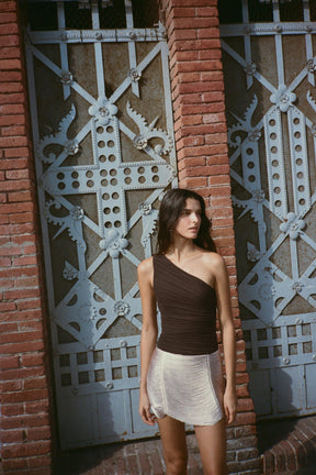 ASYMMETRIC TULLE BODYSUIT