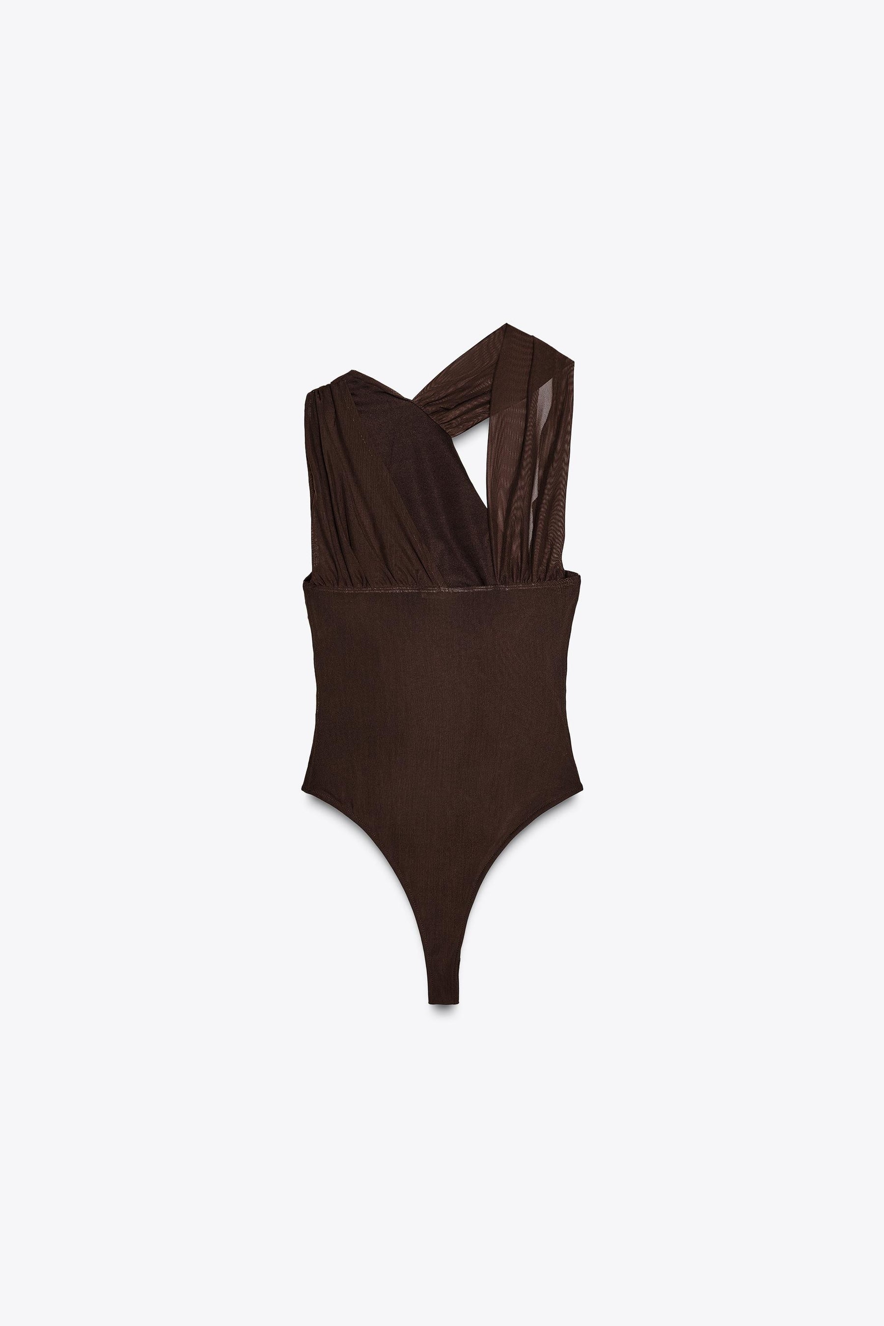 Asymmetric Tulle Bodysuit