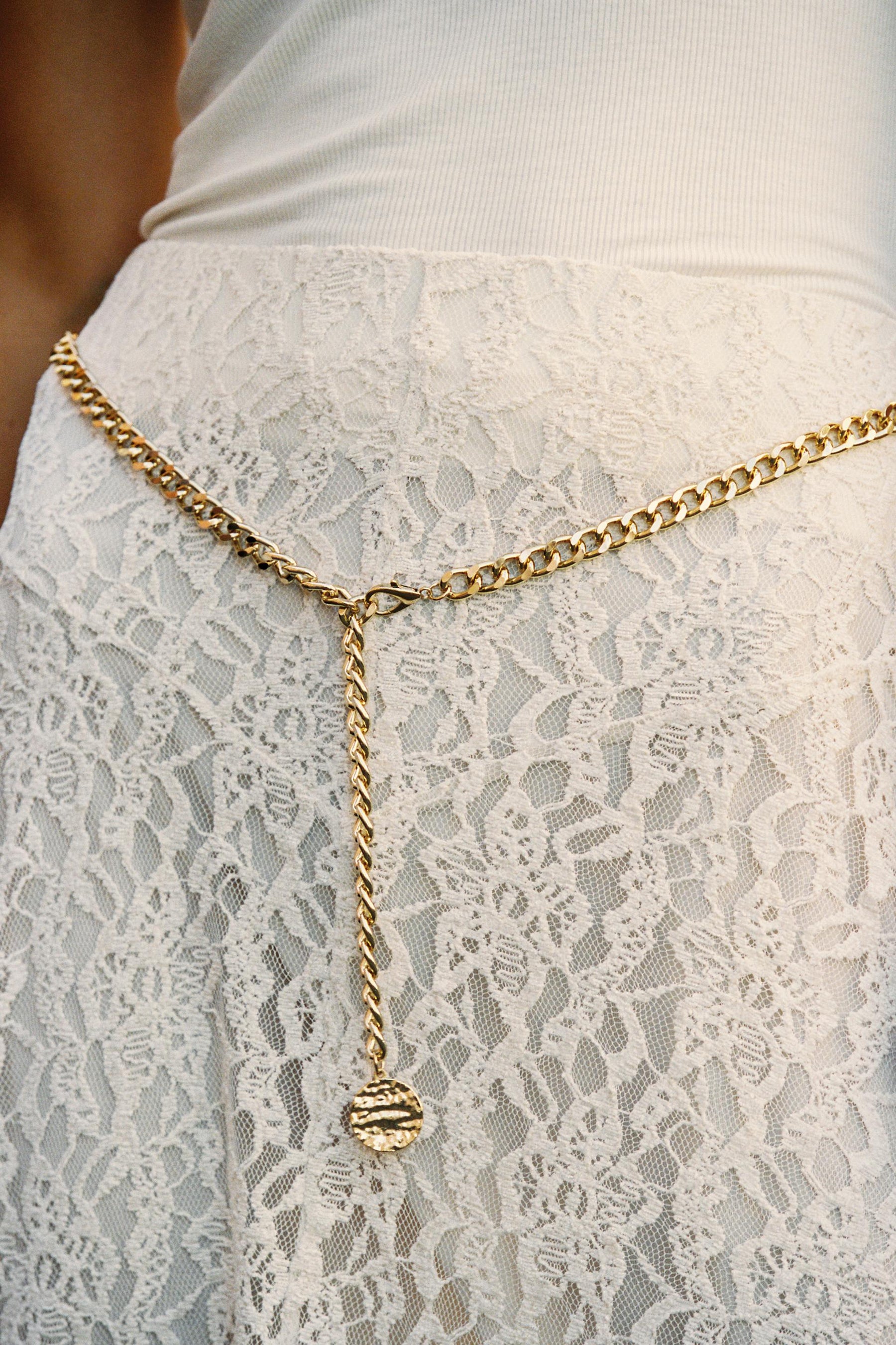 Chain-Accented Midi Skirt