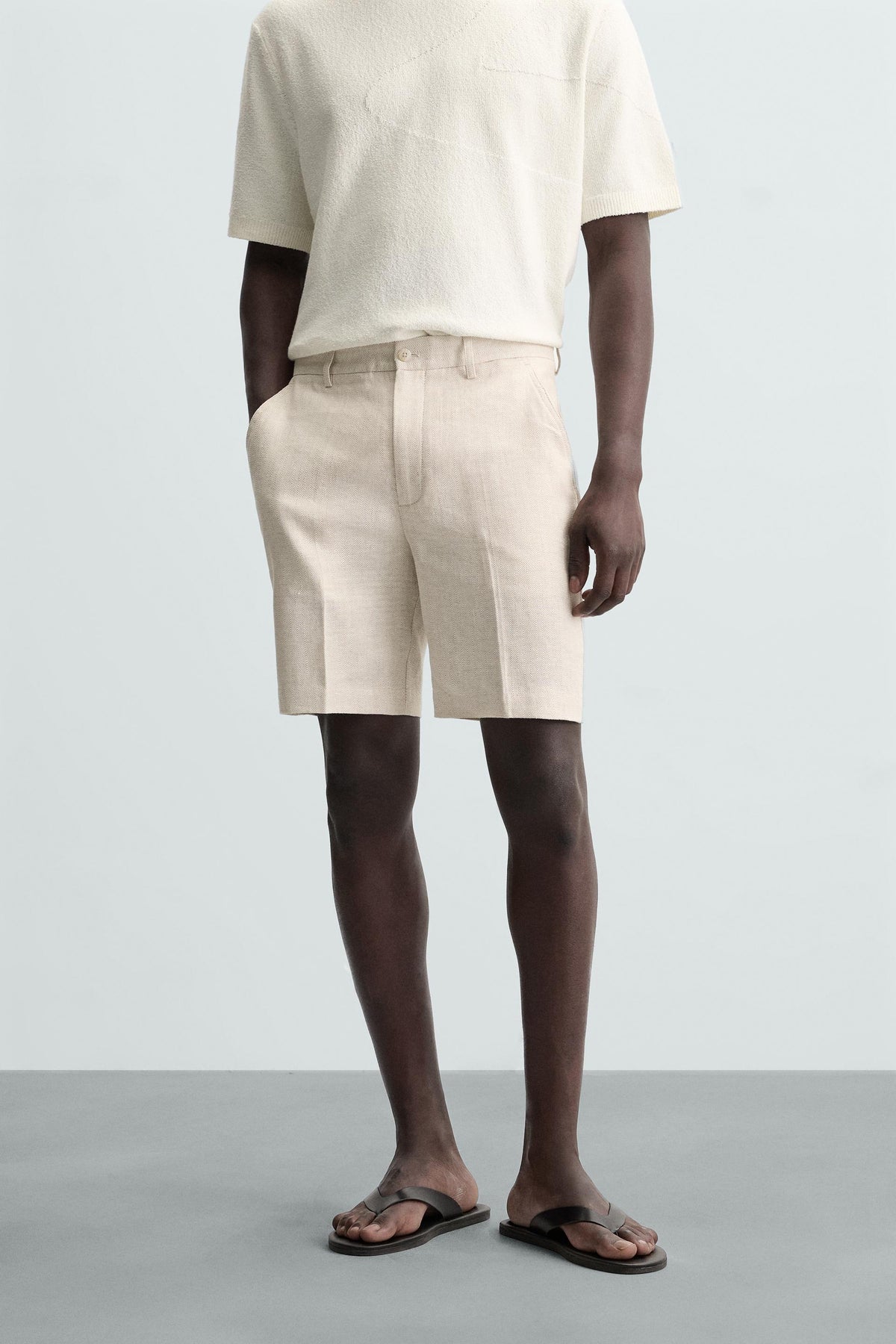 LINEN/COTTON BERMUDA SHORTS - Image 2