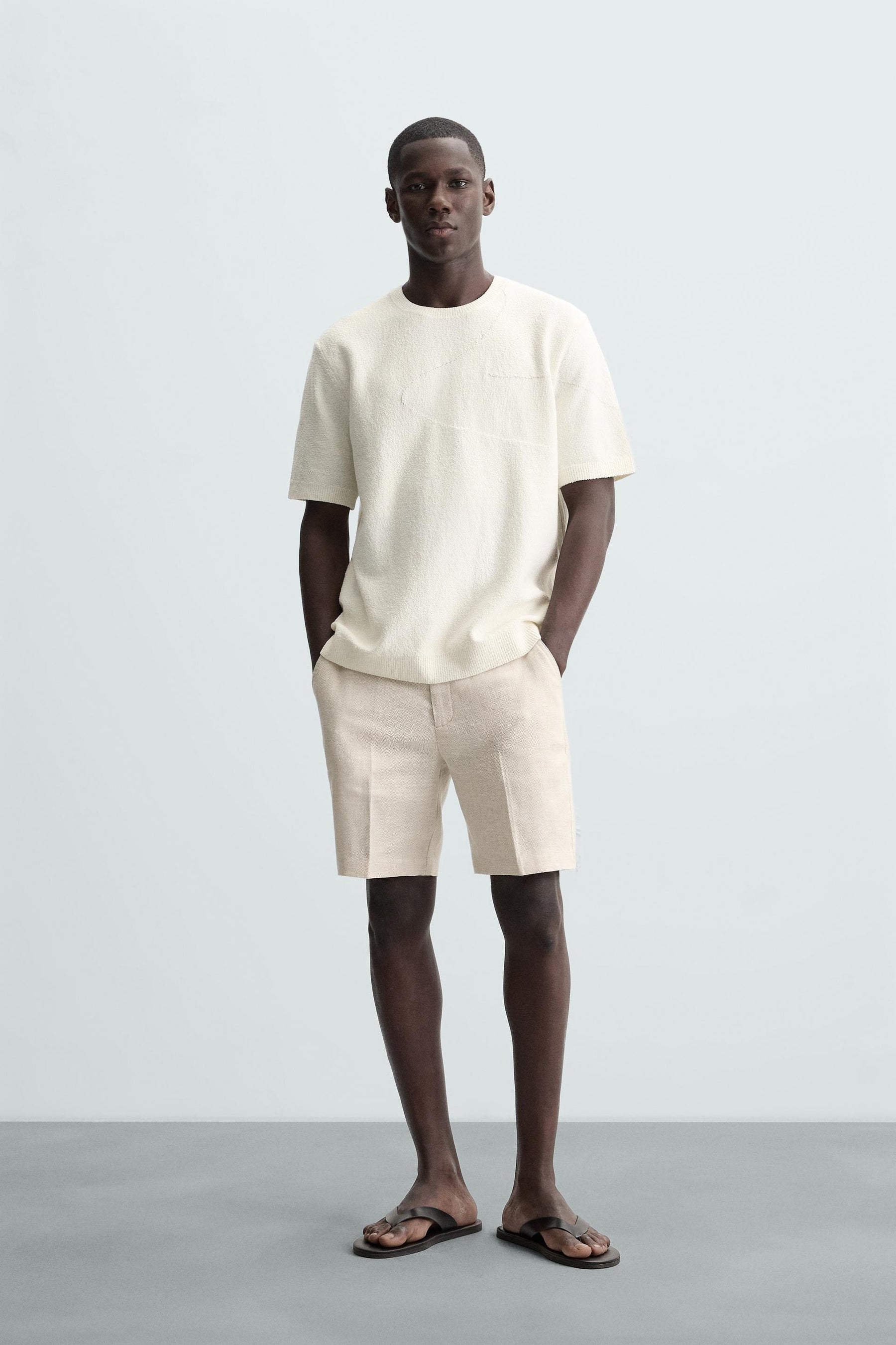 LINEN/COTTON BERMUDA SHORTS - Image 1