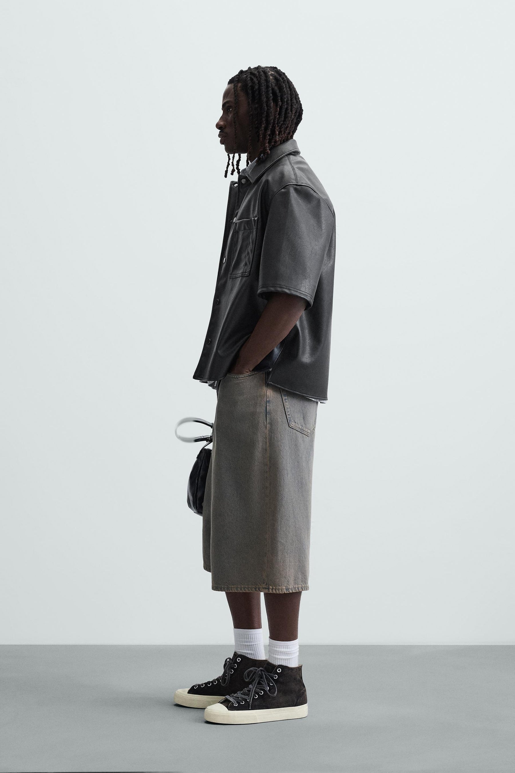 LEATHER EFFECT OVERSHIRT - Image 4