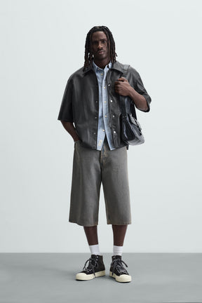 LEATHER EFFECT OVERSHIRT - Image 1