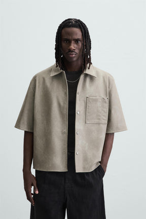 LEATHER EFFECT OVERSHIRT - Image 2