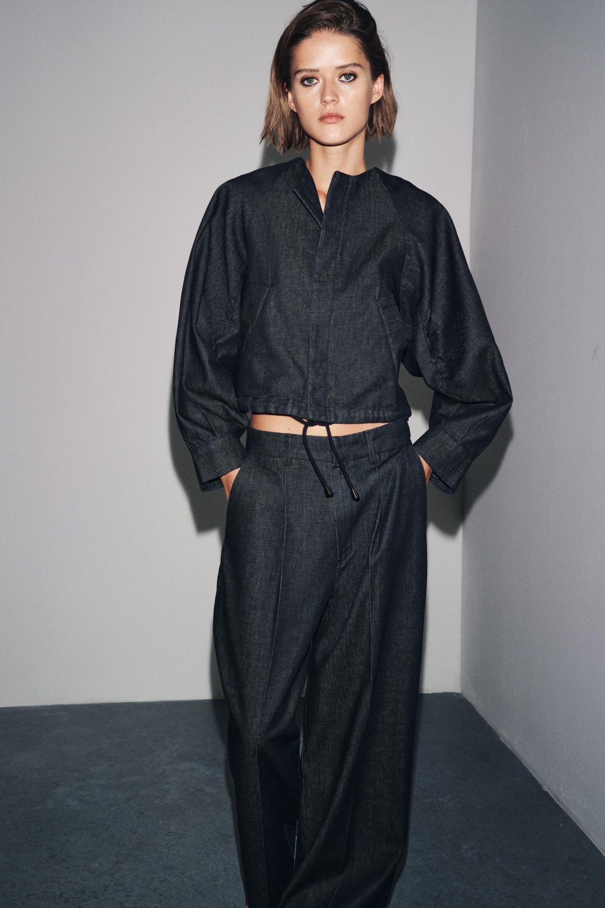 ZW COLLECTION PUFF DENIM BOMBER JACKET - Image 2