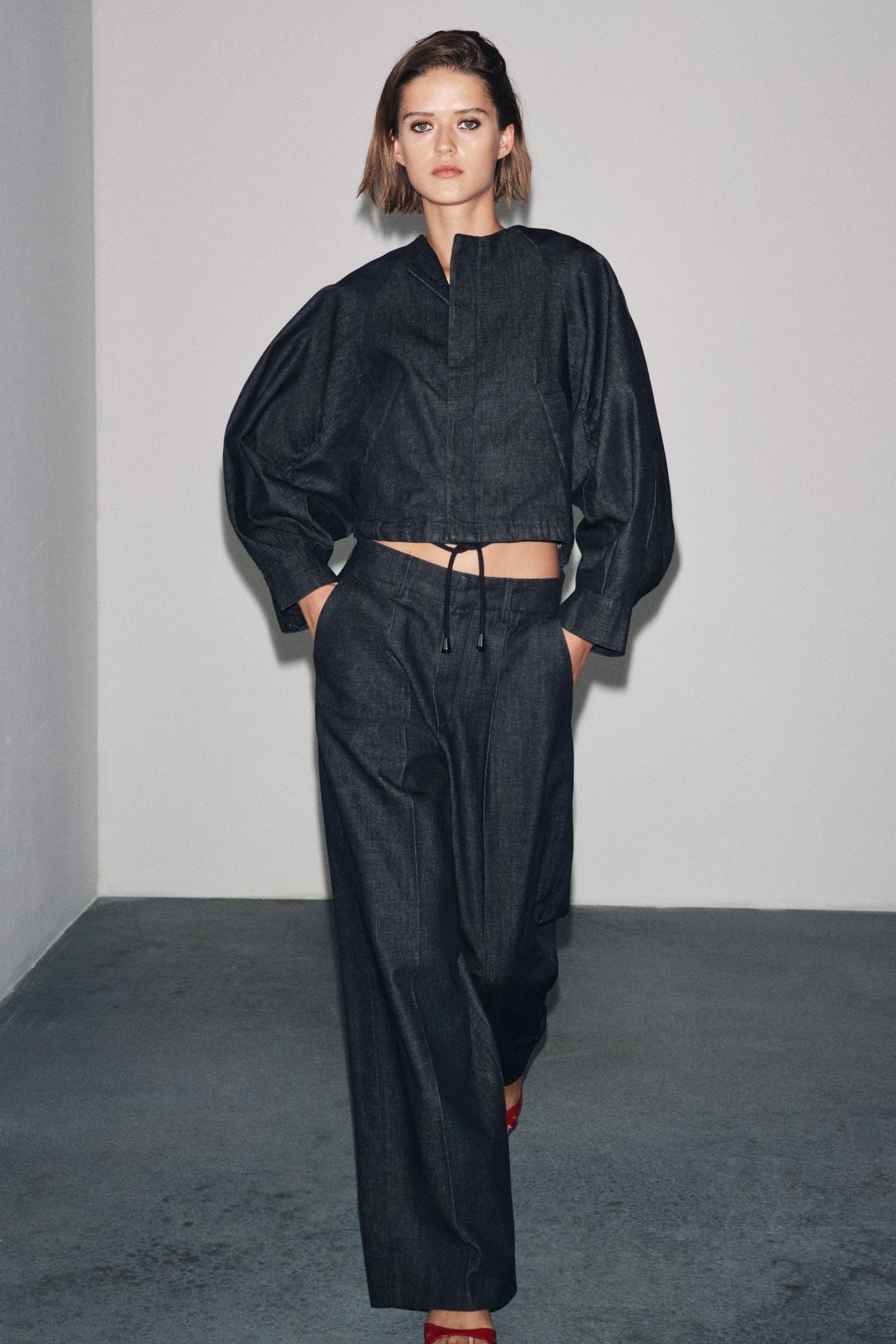 ZW COLLECTION PUFF DENIM BOMBER JACKET - Image 1