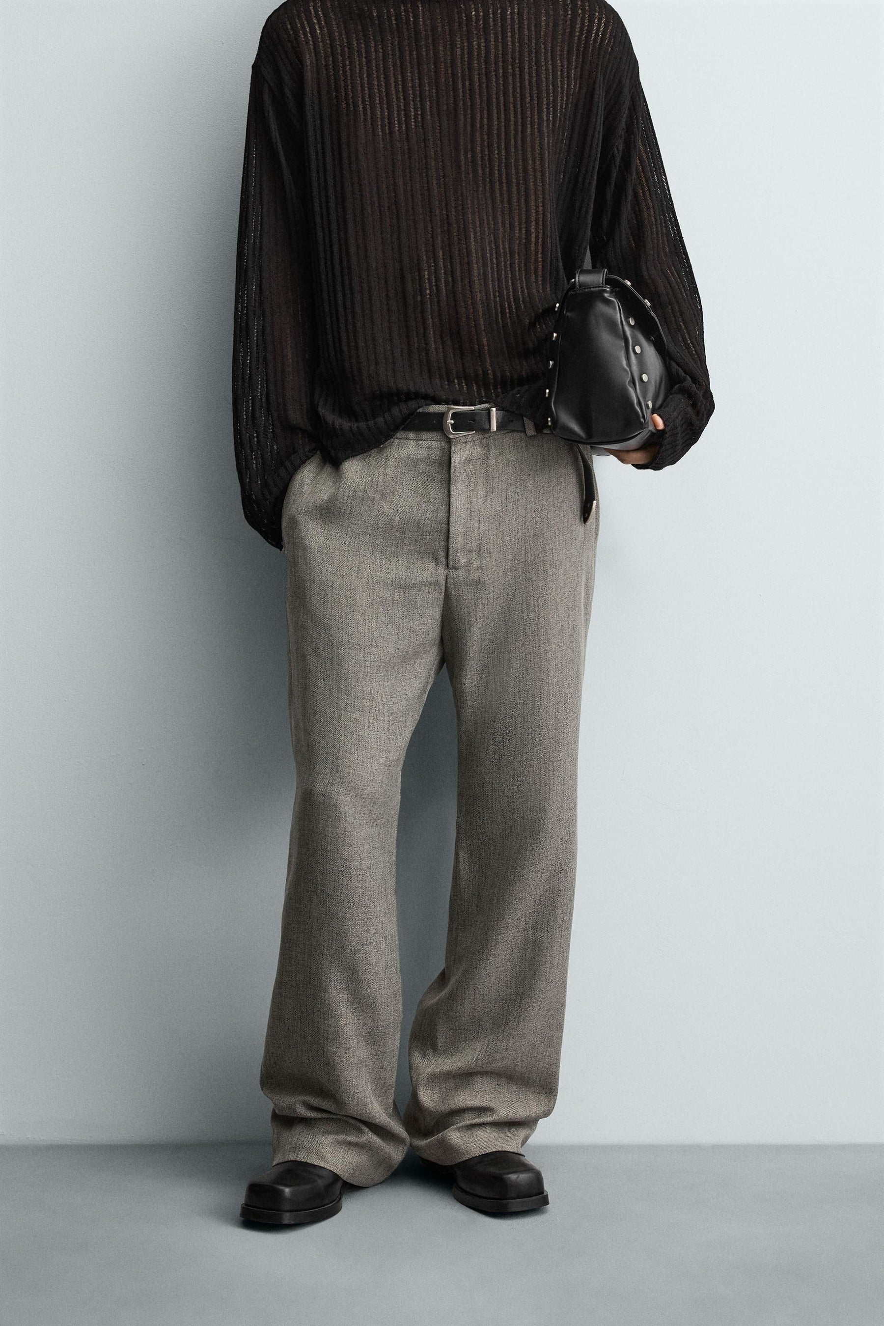 TEXTURED FLARE FIT TROUSERS - Image 2