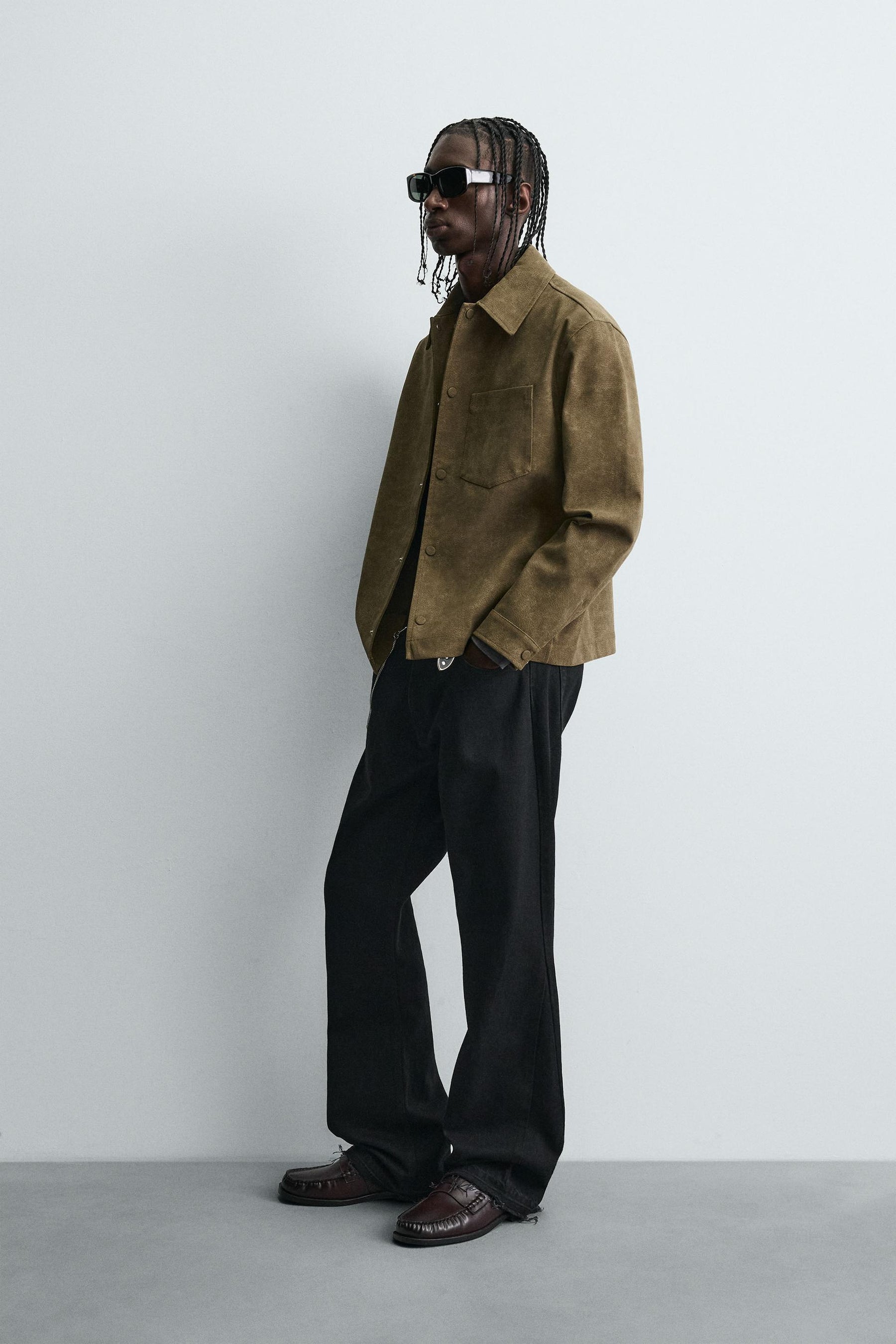 BOXY FIT FAUX SUEDE OVERSHIRT - Image 4