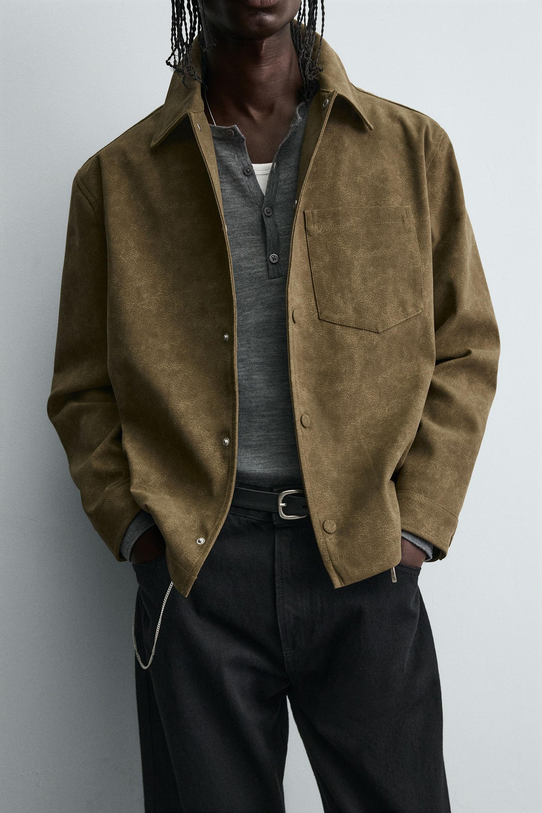 BOXY FIT FAUX SUEDE OVERSHIRT - Image 5