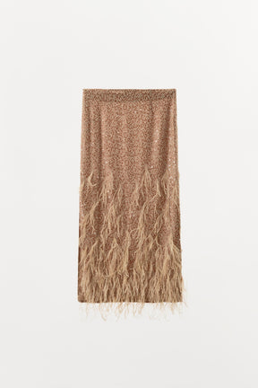 Sequinned Feather Mini Skirt
