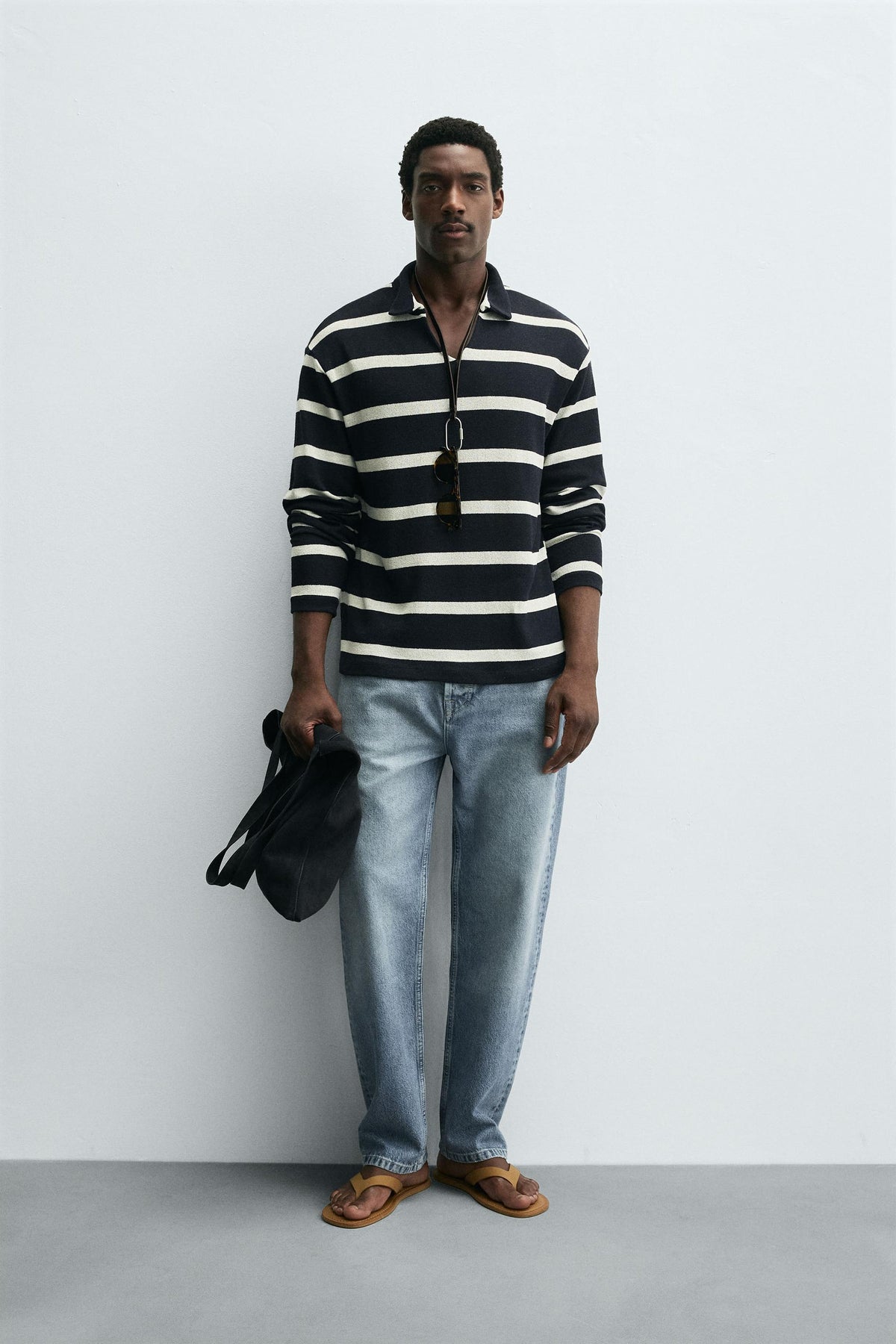 STRIPED JACQUARD POLO SHIRT - Image 1